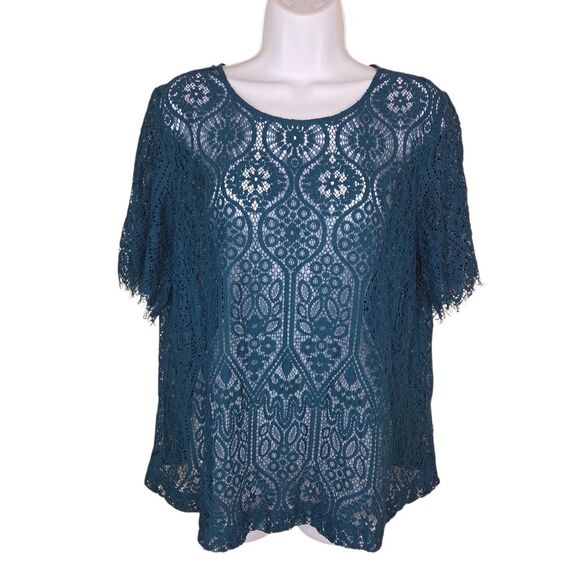 Loft Ann Taylor Floral Lace Blouse Top Size Medium - Picture 1 of 6